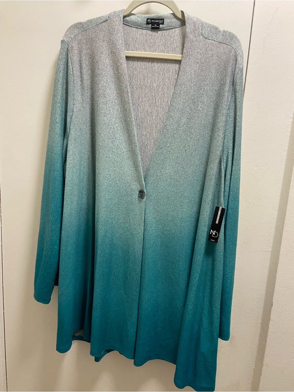 new directions Curvy Ombre Sweater in Teal and Light Gray